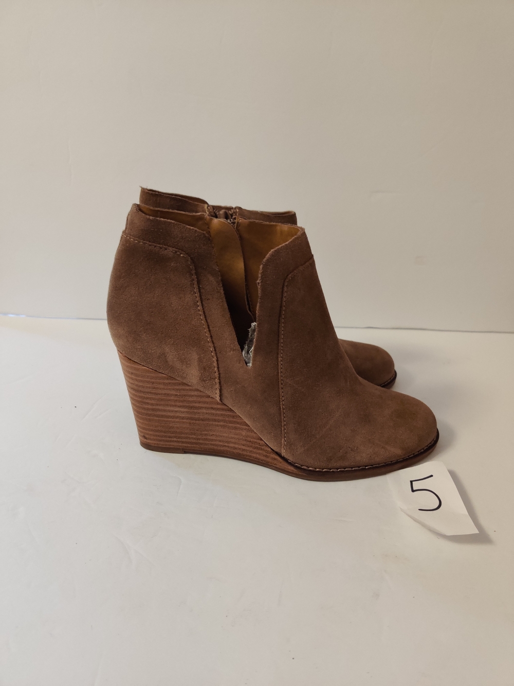 Lucky Brand Suede Bootie Brown Wedges 8.5
